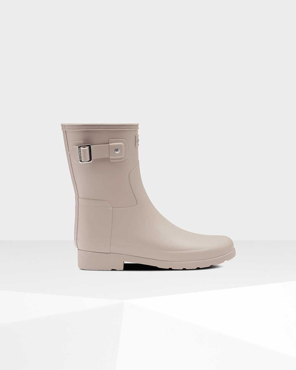 Womens Hunter Refined Slim Fit Short Rain Boots Grey | RGZIBF-304